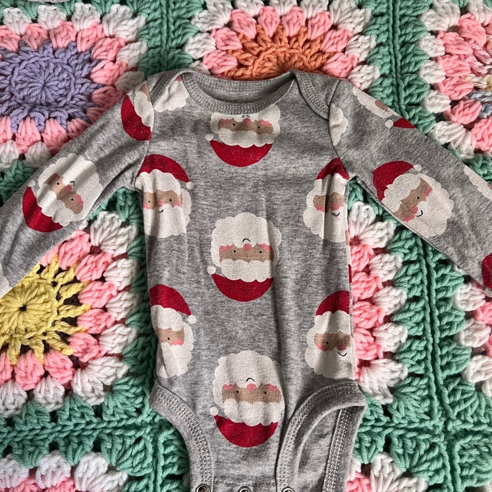 Carter's Gray and Red Santa One Piece